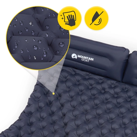 Dmuchany materac turystyczny dwuosobowy samopompujący Mountain Goat granatowy