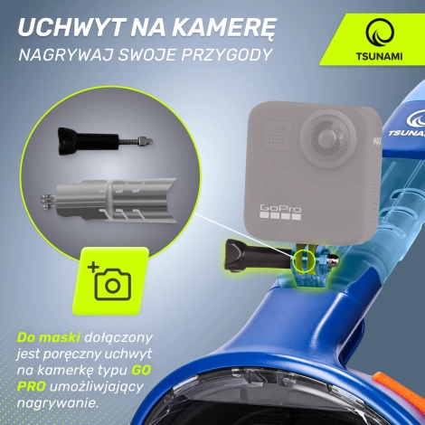 Maska do nurkowania pełnotwarzowa TSUNAMI L/XL niebieska