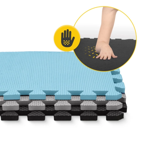 Mata edukacyjna dla dzieci puzzle 90 x 90 cm błękitna