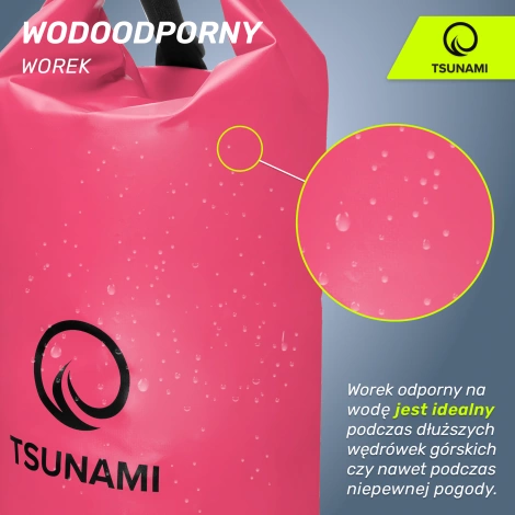 Worek wodoodporny 30 litrów TSUNAMI różowy