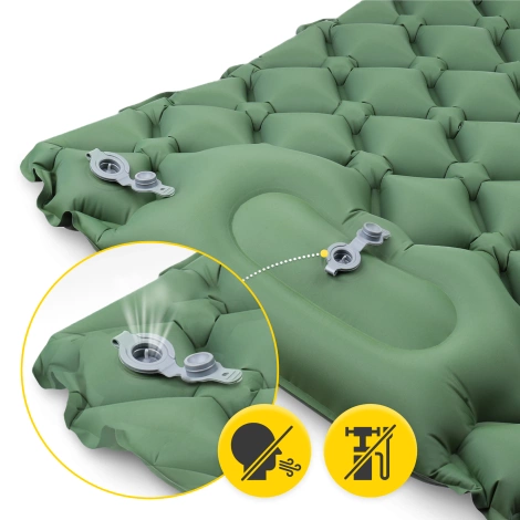 Dmuchany materac turystyczny jednoosobowy samopompujący Mountain Goat khaki