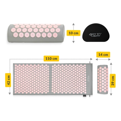 Duża mata do akupresury z poduszką klasyczna XL różowa