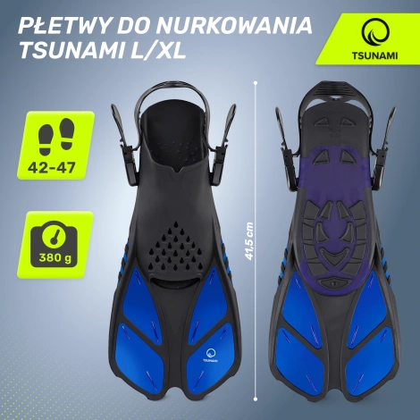 Płetwy do pływania TSUNAMI L/XL granatowe