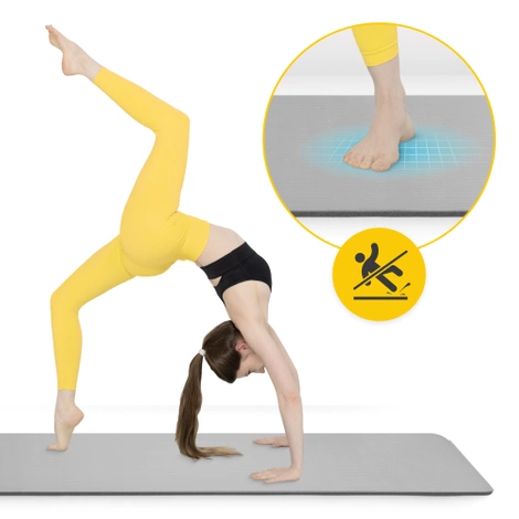 Mata do ćwiczeń fitness i jogi NBR 180 × 60 × 1,5 cm szara