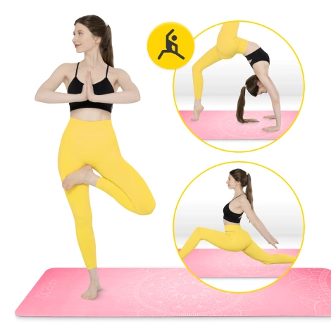 Zamszowa mata do jogi i ćwiczeń 1,5 mm różowa