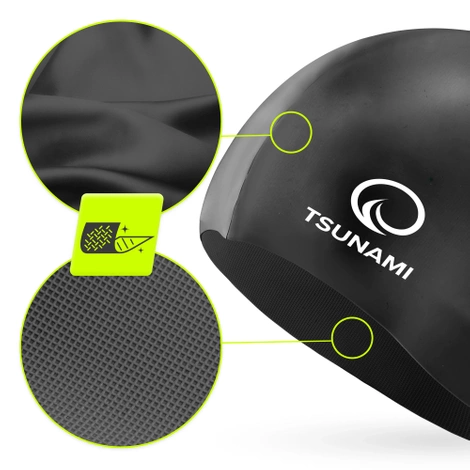 Czepek na basen dla dzieci TSUNAMI czarny