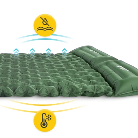 Dmuchany materac turystyczny dwuosobowy samopompujący Mountain Goat khaki