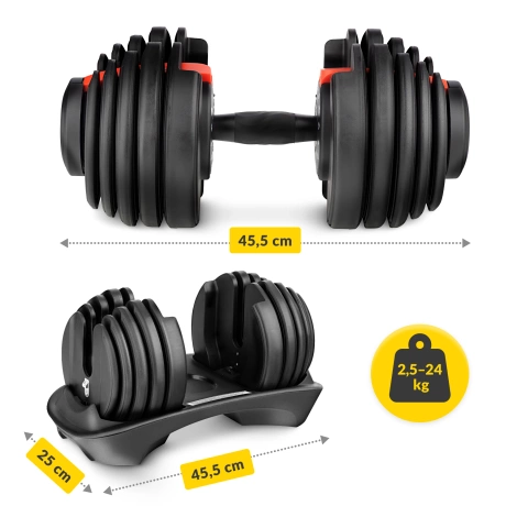 Hantel regulowany do ćwiczeń PRO 24 kg