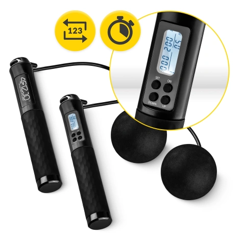 Skakanka z licznikiem i kulkami czarna