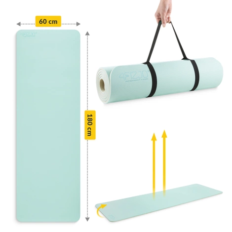 Mata do ćwiczeń i jogi antypoślizgowa TPE 1 cm zielona