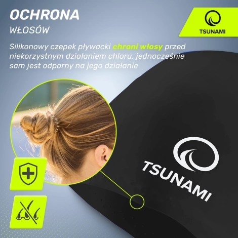 Czepek na basen unisex TSUNAMI czarny