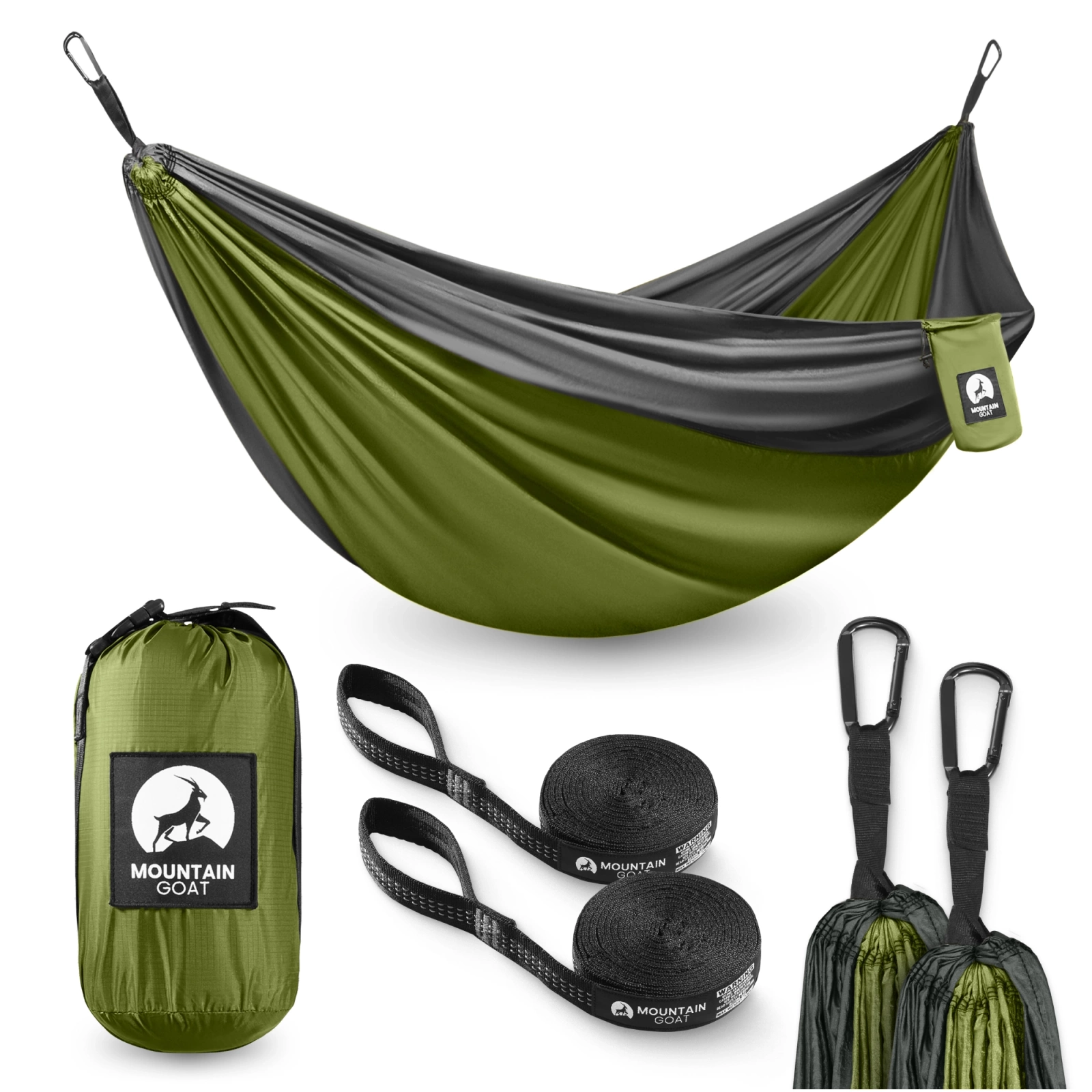 Hamak turystyczny dwuosobowy Mountain Goat szaro-zielony