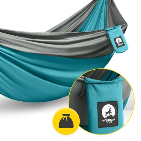 Hamak turystyczny jednoosobowy Mountain Goat szaro-turkusowy