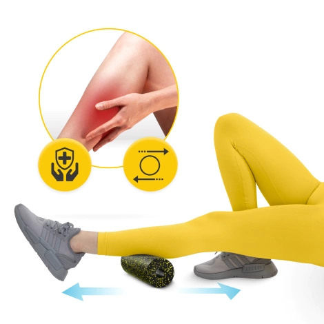 Wałek i piłki do rollowania i masażu EPP zestaw 6 szt. żółty