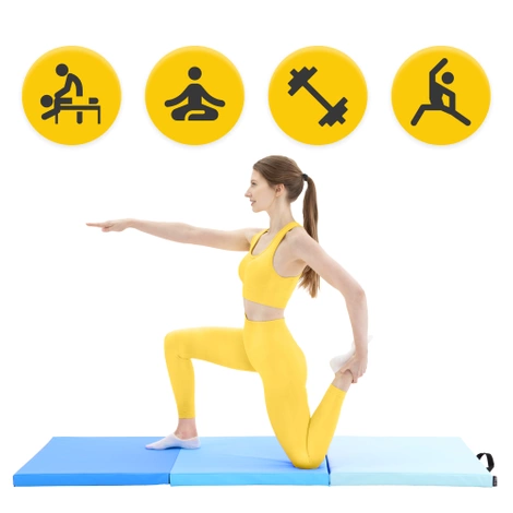 Materac gimnastyczny do ćwiczeń składany niebieski
