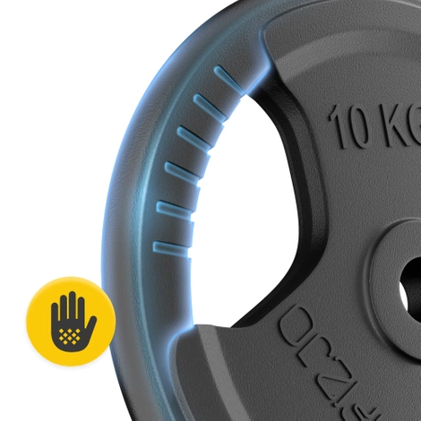 Zestaw kulturystyczny żeliwny 20 kg + gryf prosty 150 cm