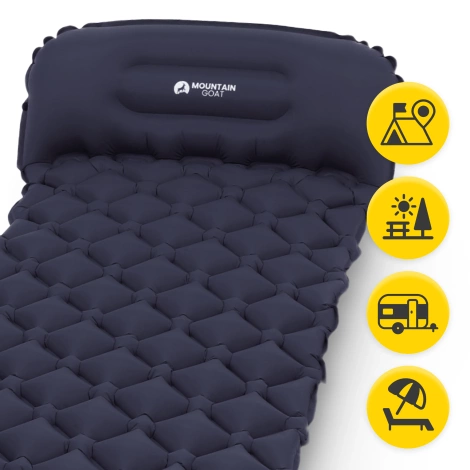 Dmuchany materac turystyczny jednoosobowy Mountain Goat granatowy