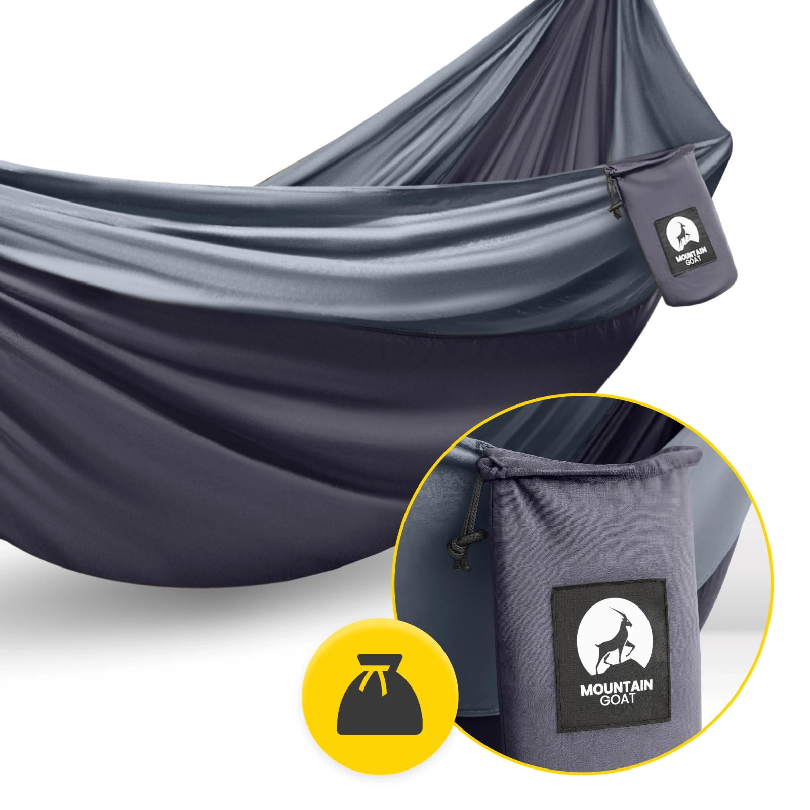 Hamak turystyczny dwuosobowy Mountain Goat szaro-grafitowy