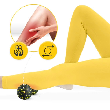 Podwójna piłka do masażu EPP 8 cm żółta