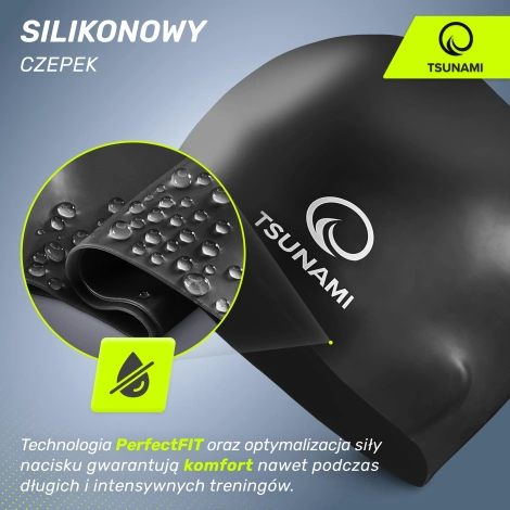 Czepek na basen unisex TSUNAMI PRO czarny