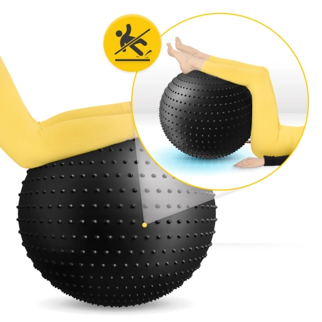 Piłka rehabilitacyjna z kolcami 65 cm czarna