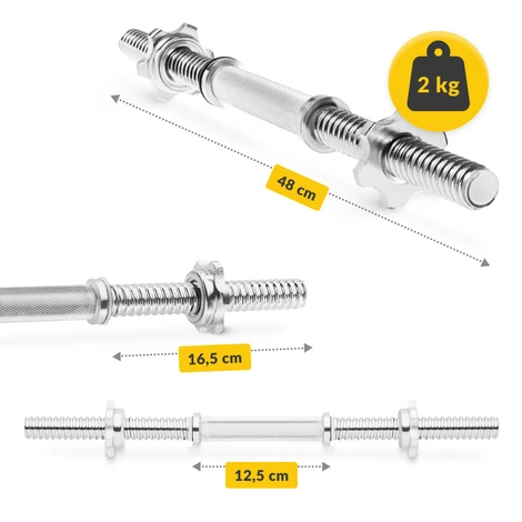 Gryf krótki do hantli z zaciskami 48 cm 2 szt.