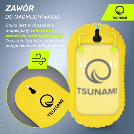 Bojka asekuracyjna do pływania dmuchana TSUNAMI żółta