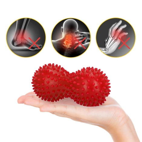 Podwójna piłka sensoryczna do masażu czerwona