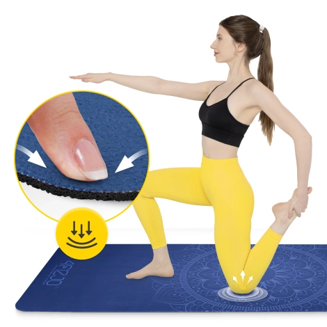 Zamszowa mata do jogi i ćwiczeń 1,5 mm niebieska