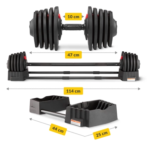 Regulowany hantel i sztanga 2w1 PREMIUM 2,5-40 kg