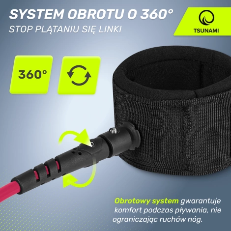 Linka bezpieczeństwa do deski SUP TSUNAMI różowa