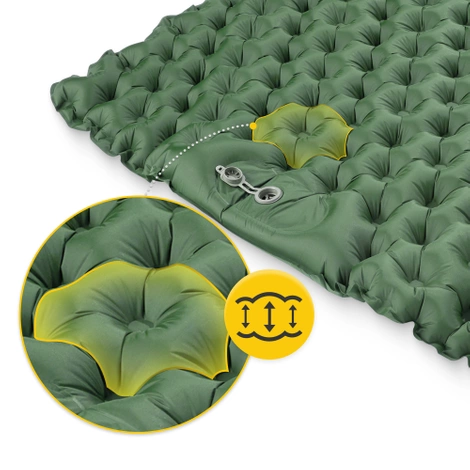 Dmuchany materac turystyczny dwuosobowy samopompujący Mountain Goat khaki