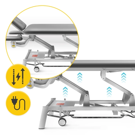 Stół do masażu i rehabilitacji elektryczny PURE+ szary