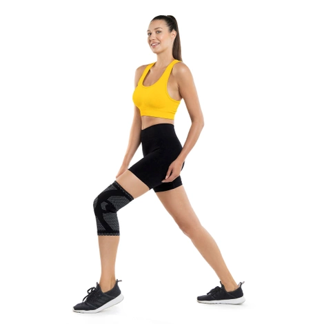 Elastyczna opaska na kolano ze stabilizacją rzepki XXL szara