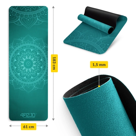 Zamszowa mata do jogi i ćwiczeń 1,5 mm zielona