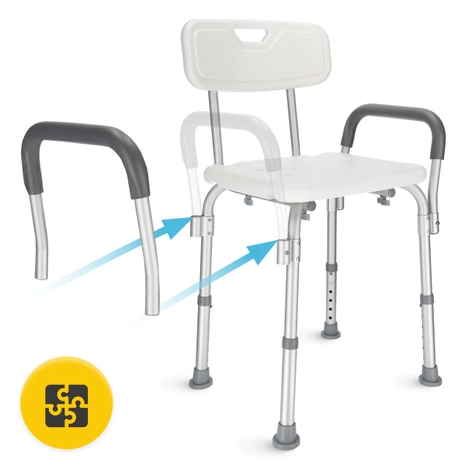 Krzesło pod prysznic z oparciem i podłokietnikami