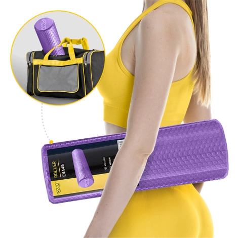 Wałek do masażu z wypustkami CARE+ 45 cm fioletowy