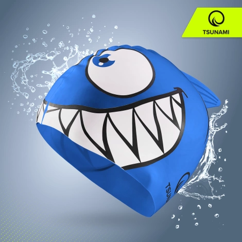 Czepek na basen dla dzieci TSUNAMI SHARK niebieski
