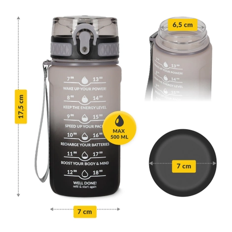 Butelka motywacyjna na wodę 0,5 L szara