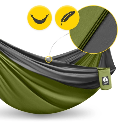 Hamak turystyczny dwuosobowy Mountain Goat szaro-zielony