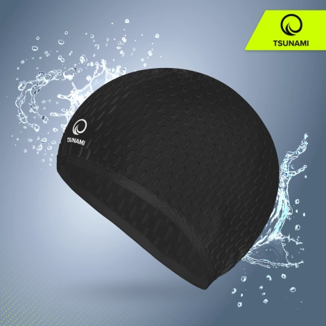 Czepek na basen damski TSUNAMI TEXTURE czarny