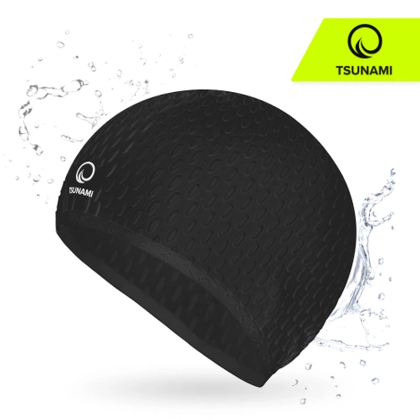 Czepek na basen damski TSUNAMI TEXTURE czarny