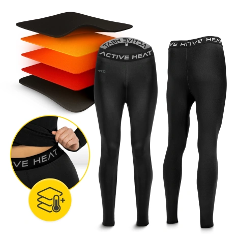 Spodnie termiczne unisex - czarne, rozmiar XXL