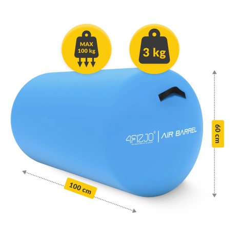 Dmuchany wałek gimnastyczny AIR BARREL 60 cm niebieski