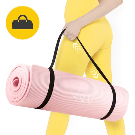 Mata do ćwiczeń fitness i jogi NBR 180 × 60 × 1 cm jasnoróżowa