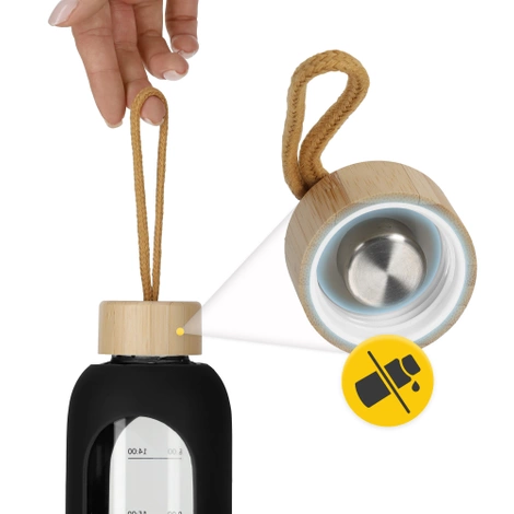 Butelka szklana na wodę 750 ml czarna