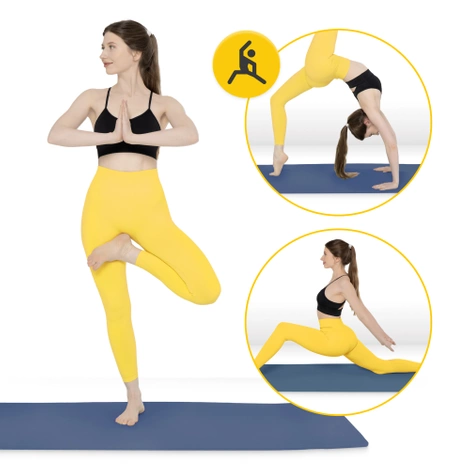 Mata do ćwiczeń i jogi antypoślizgowa TPE 1 cm granatowa