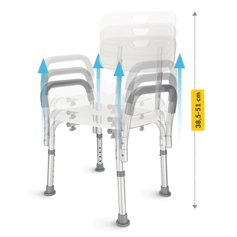 Krzesło pod prysznic z oparciem i podłokietnikami