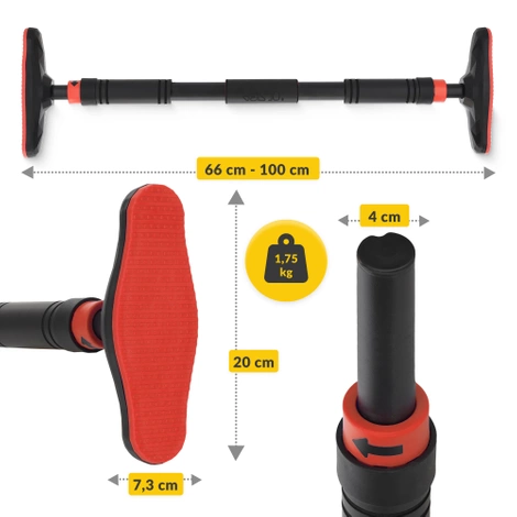 Drążek do podciągania rozporowy ULTRA czerwony