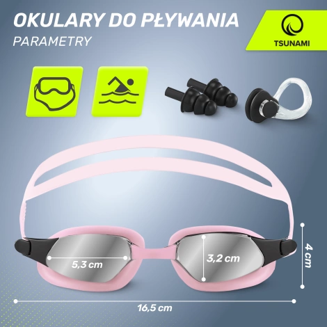 Okulary do pływania TSUNAMI różowe